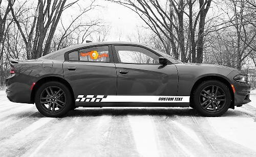 Racing rocker panel stripes vinyl decals stickers for Dodge Charger SXT
