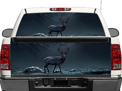 Deer Moose with Red eyes Rear Window OR tailgate Decal Sticker Pick-up Truck SUV Car
