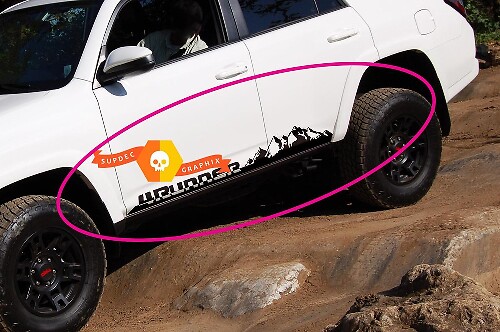 Pair of Mountains 4Runner Side Rocker Panel Vinyl Decals Stickers for Toyota 4Runner TRD
