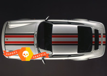 Porsche 911 Two Tone Classic Hood Roof Rear Stripes Decal Sticker
 2