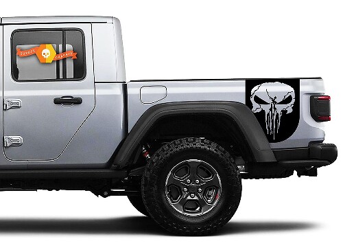 Pair of Jeep Gladiator Side Door Stripes Star Punisher Skull Stickers Decals Vinyl Graphics Stripe kit for 2020-2021 for both sides
