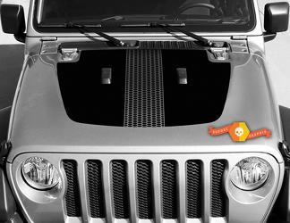 Jeep Gladiator JT Wrangler Honeycomb Stripe JL JLU Hood style Vinyl decal sticker Graphics kit for 2018-2021
