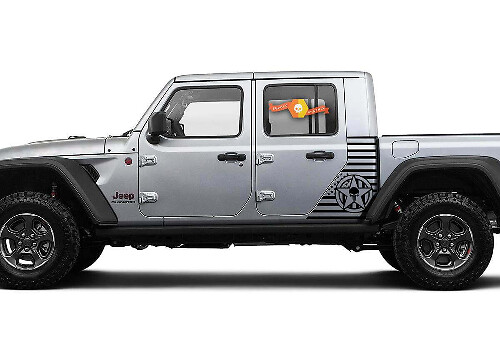 US Flag Military Star Side Vinyl Decal Sticker for Jeep Gladiator