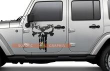 Punisher Skull Distressed Door Vinyl Decal Pair for Jeep Wrangler_2