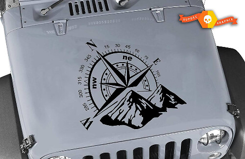 Mountain Compass Hood Vinyl Decal for Jeep Wrangler