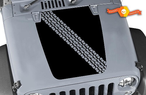 Tire Track Blackout Style Hood Vinyl Decal for Jeep Wrangler