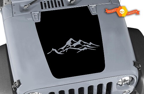 Blackout Style Mountains Hood Vinyl Decal for Jeep Wrangler
