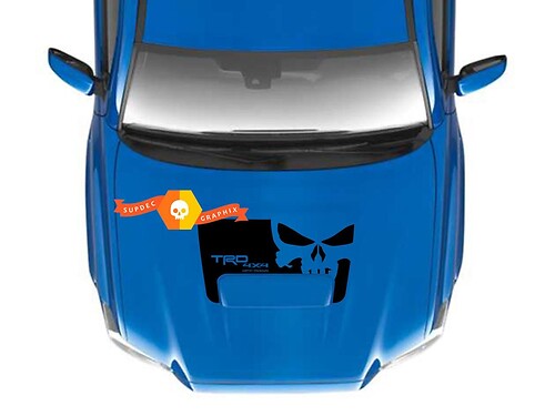 TRD Punisher Skull Hood Vinyl Decal Sticker for Toyota Tacoma 2016-2021