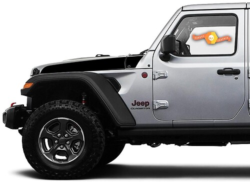 Pair of Jeep Wrangler Gladiator JT JL JLU Rubicon Hood Spear Vinyl Sticker Decal Graphic kit for 2018-2021 for both sides
