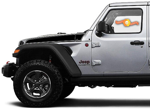 Outline Side Hood Stripes Vinyl Decals Pair for Jeep Wrangler & Gladiator