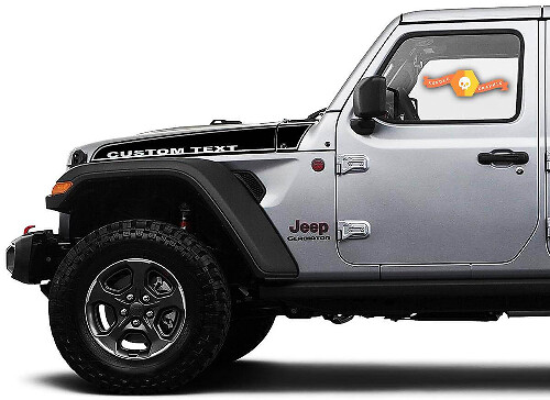 Custom Text Outline Hood Stripes Vinyl Decal Pair for Jeep Wrangler Gladiator