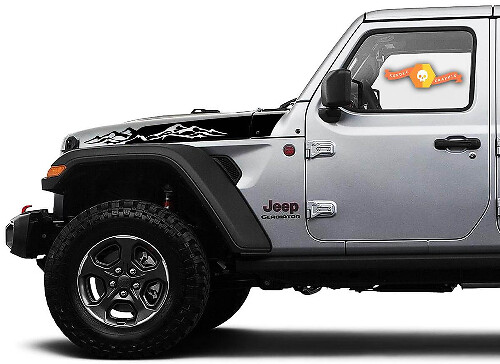 Mountains Bonnet Vinyl Stripe Sticker Decals 2 for Jeep Wrangler Gladiator Rubicon JT JL JLU