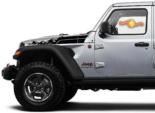 Mountain Range Hood Stripes Vinyl Decal Kit for Jeep Wrangler Gladiator Rubicon