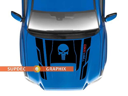 Punisher Skull TRD 4x4 Hood Vinyl Decal Sticker for Toyota Tacoma 2016-2020
