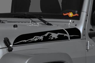 New Jeep Wrangler Gladiator JT JL JLU Rubicon Hood Mountains Vinyl Decal Graphic kit for 2018 2021
