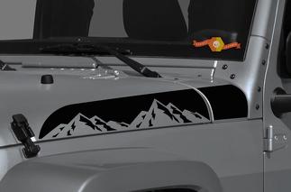New Jeep Wrangler Gladiator JT JL JLU Rubicon Hood Mountain Range Vinyl Decal Graphic kit for 2018 2021
