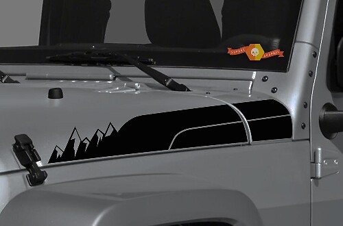 New Jeep Wrangler Gladiator JT JL JLU Rubicon Hood Forest Mountain Range Vinyl Sticker Decal Graphic kit for 2018 2021
