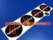 4 Wheel Center Caps Raptor SVT Red scratch marks Domed Badge Emblem Resin Decal Sticker
 2