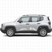 Mountains Rocker Panel Vinyl Decal Kit for Jeep Renegade_5