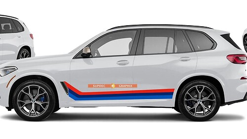 M colors Vinyl Stripes for BMW X5 M50 G05 Monochrome style and German on your choice
