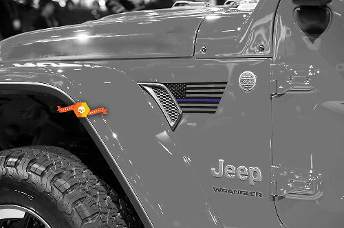 USA Flag Blue Line Vent Fender Vinyl Decal Sticker for Jeep Wrangler 2018-2021