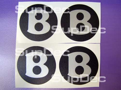 Bentley-Style Black Silver B Wheel Centre Cap Decals Set of 4