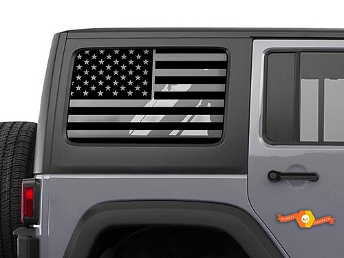 American Flag Hardtop Side Window Vinyl Decal Sticker for Jeep Wrangler