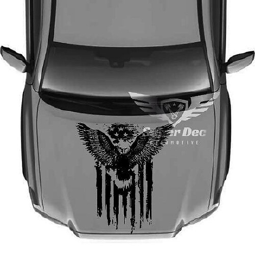 Bald Eagle Distressed US Flag Hood Vinyl Decal for Toyota Tacoma Tundra