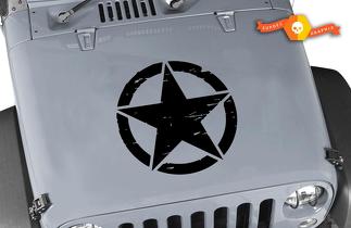 Distressed Oscar Mike Military Star Jeep Hood Vinyl Decal
