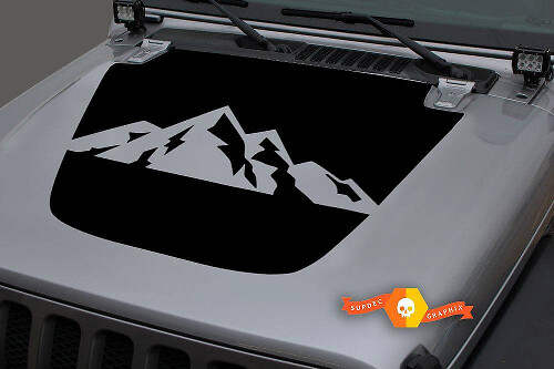 Mountains Blackout Hood Vinyl Decal for Jeep Gladiator and Wrangler