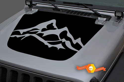 Mountains Bonnet Vinyl Decal Sticker Graphics 2 for Jeep Gladiator JT Wrangler JL JLU