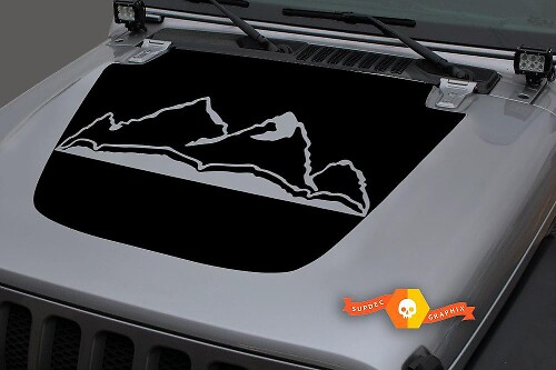 Jeep 2018-2021 Gladiator JT Wrangler JL JLU Unique Hood Mountains Vinyl decal Sticker Graphics
