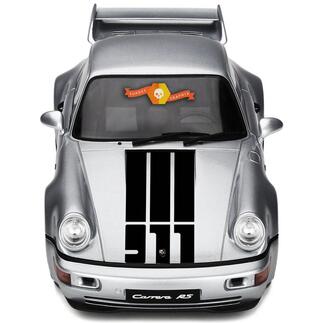 Porsche 911 Hood Central 3 Stripes and 911 Logo Decal Sticker
