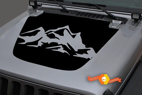 Jeep 2018-2021 Gladiator JT Wrangler JL JLU Unique Hood Steep Mountains Vinyl decal Sticker Graphics
