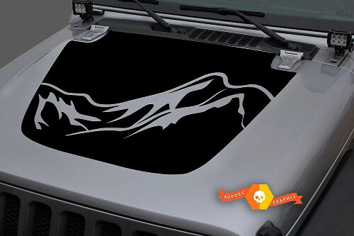 Jeep Gladiator JT Wrangler JL JLU Hood Mountains Vinyl decal Sticker Graphics for 2018-2021
