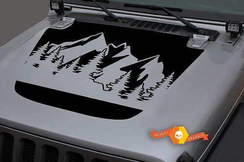 Forest Mountains Hood Vinyl Decal for Jeep Gladiator & Wrangler