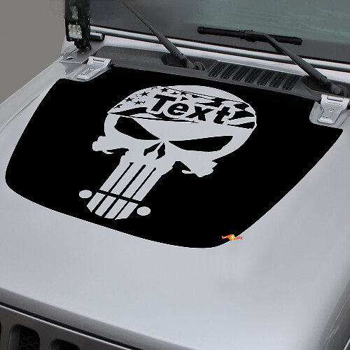 Jeep 2018-2021 Gladiator JT Wrangler JL JLU Hood skull punisher usa flag Vinyl decal Sticker Graphics

