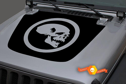 Skull in Circle Hood Vinyl Decal for Jeep Gladiator and Wrangler