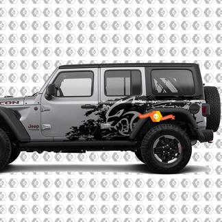 Jeep Wrangler Unlimited Hellcat style Splash Grunge Bed Side Bedside Kit Hell Cat Vinyl Decal Graphic
