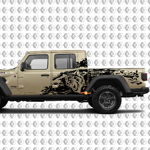 Hell Cat Wild Style Splash Grunge Bedside Vinyl Sticker Decal Graphic for Jeep Gladiator