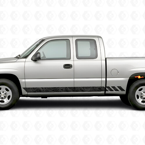 Topographic Band Door & Rocker Panel Vinyl Stripes for Chevrolet Silverado 1500 GMT800 1999-2007