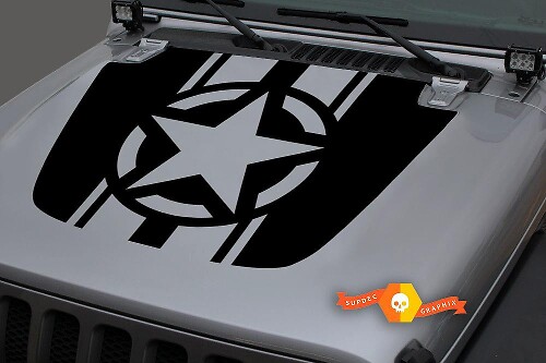 Army Navy Military Star Hood Vinyl Decal for Jeep Wrangler & Gladiator 