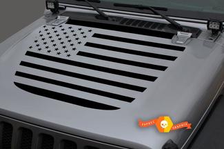 Jeep 2018 - 2021 Gladiator Wrangler JL JLU JT Hood US USA Flag Vinyl Decal Sticker Graphic
