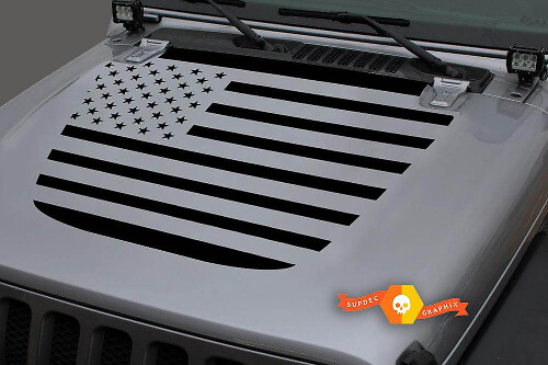 USA Flag Hood Vinyl Decal for Jeep Gladiator and Wrangler 