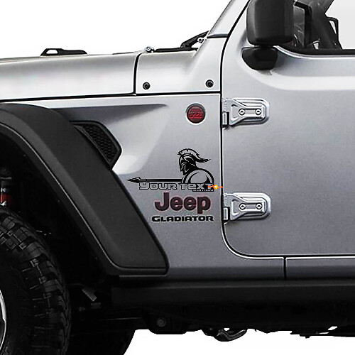 Gladiator with Custom Text Fender Vinyl Decal Kit for Jeep Wrangler Gladiator