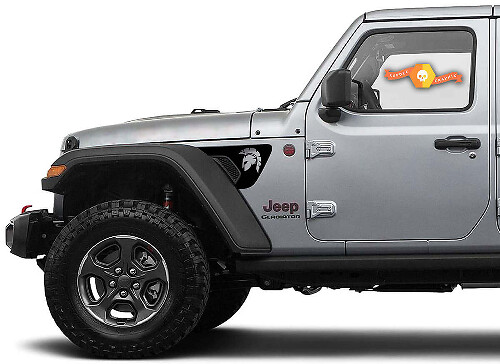 Gladiator Helmet Fender Vent Vinyl Decal Pair for Jeep Wrangler and Gladiator 