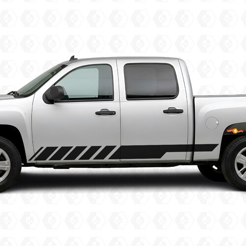 Slanted Racing Door & Rocker Panel Vinyl Stripes for Chevrolet Silverado 1500 GMT900 2007-2013