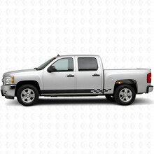 Checkered Lightning Door & Rocker Panel Vinyl Stripes for Chevrolet Silverado 1500 GMT900 2007-2013_2