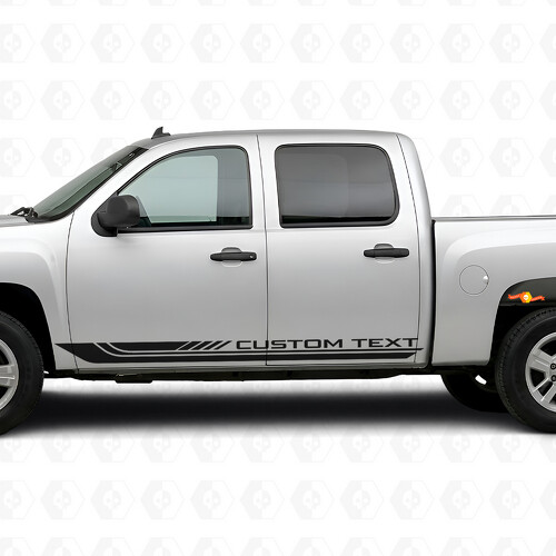 Custom Text Frame Door & Rocker Panel Vinyl Stripes for Chevrolet Silverado 1500 GMT900 2007-2013
