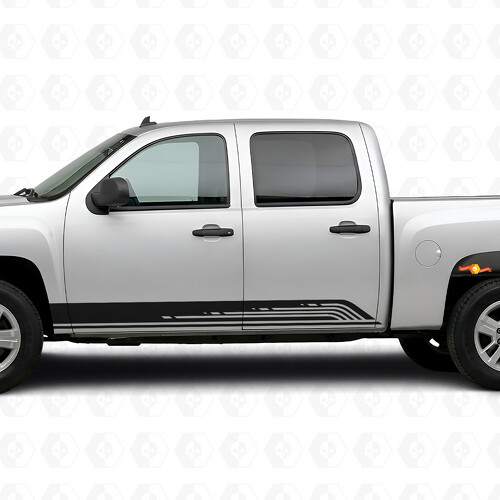 Parallel Contour Door & Rocker Panel Vinyl Stripes for Chevrolet Silverado 1500 GMT900 2007-2013